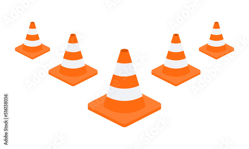 Construction or road orange cone. Repair or traffic cone. Warning, caution sign. Vector 10 EPS.