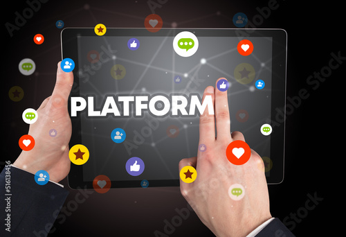 Close-up of a touchscreen, social media concept