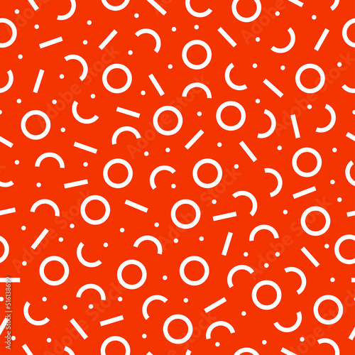 Orange seamless pattern with white memphis design.