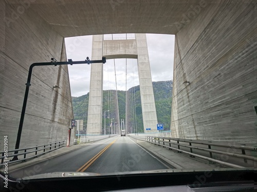 driving over a bridge in norway