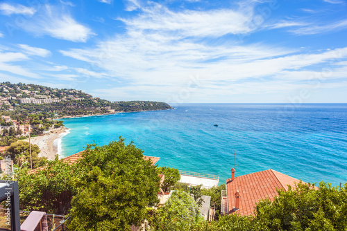 View on Roquebrune-Cap-Martin peninsula on azure coast in Provence, France