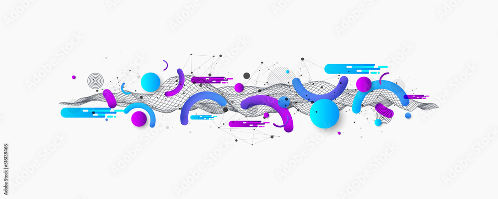 Abstract colorful background. Wireframe trendy fluid cover design.