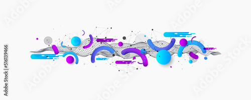 Abstract colorful background. Wireframe trendy fluid cover design.