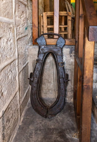 Antique tools and furniture from the 19th and early 20th centuries on display in a residential building in the Arab Christian village Miilya, in the Galilee, in northern Israel photo