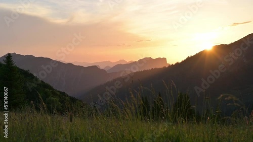 Sunrise over the mountains in Unken, Salzburg, Austria