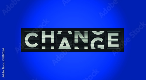 Change logo unit design. Concept of changing counter at airport arrival departure. Poster, Banner, Mnemonic, Graphic, Template, Icon, Label, Greeting Card, Web wallpaper. Constant change blue theme 