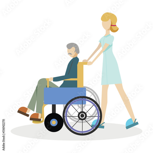 nurse and grandfather in a car medicine