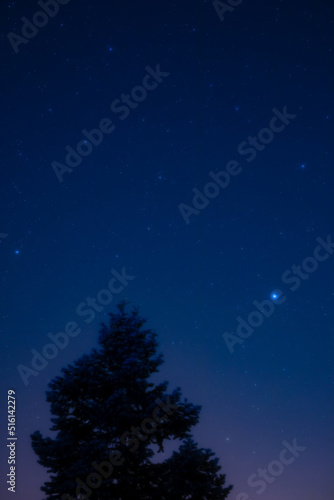 Milky Way stars and constellations on evening sky. © astrosystem