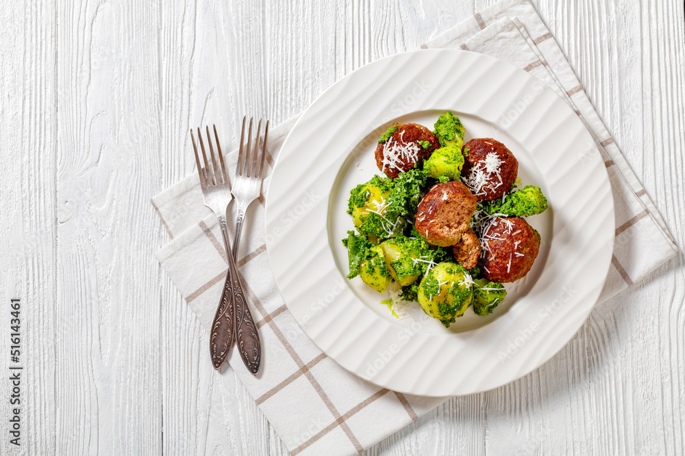 finnish beef meatballs with potatoes and pesto finnish beef meatballs with potatoes and pesto