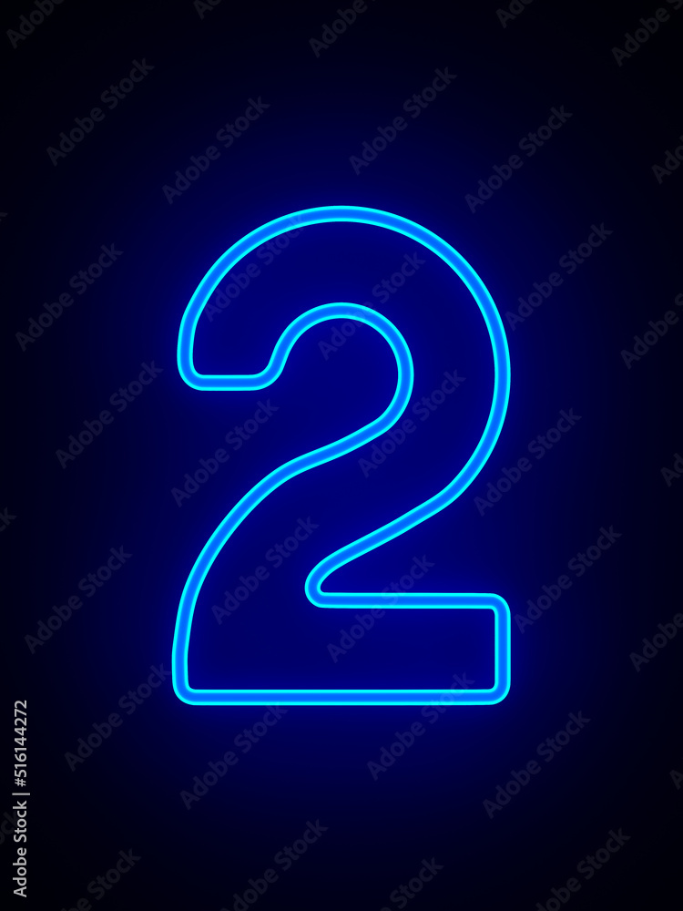 Number two on dark background. 3D illustration Number two on dark background. 3D illustration