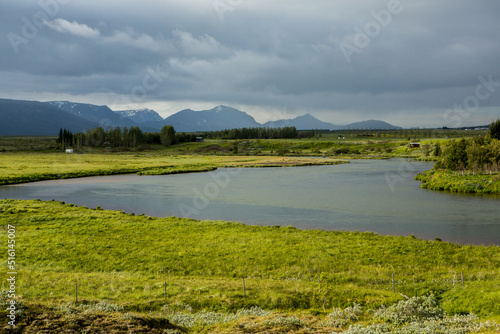 Very beautiful landscape in iceland in summer. Innocent nature on a volcanic island