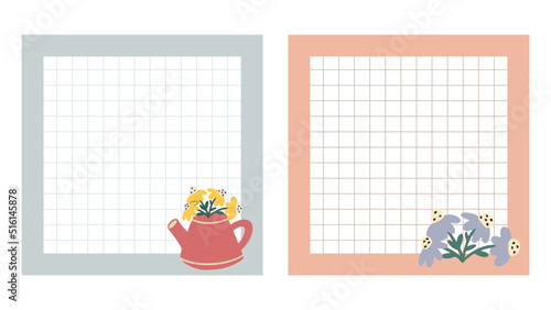 cute memo notepad set - cute memo template - planner, journal, agenda, stationery, scrapbook, checklists. Vector illustration eps 10