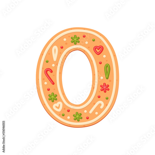 Gingerbread. Spice cake. Zero. Cookie. Flat, vector