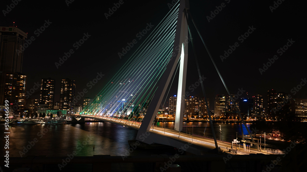 Fototapeta premium Rotterdam bridge nightscape