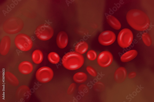 Принти на полотні Illustration of red blood cells (erythrocytes) in motion
