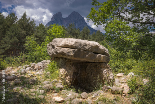 Dolmen of Molers with the Pedraforca Massif on the Background, Catalonia