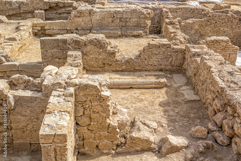Ruins of ancient human habitats. Frames of residential buildings Ruins of ancient human habitats. Frames of residential buildings