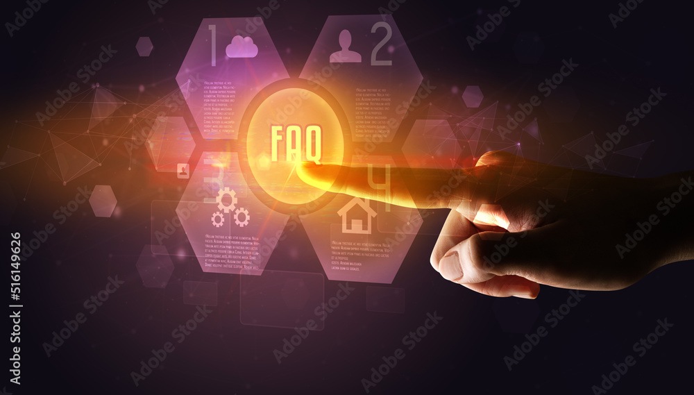 Hand touching digital button concept