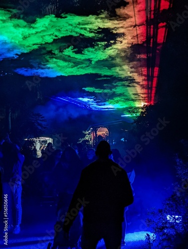 Rainbow lasers at night 
