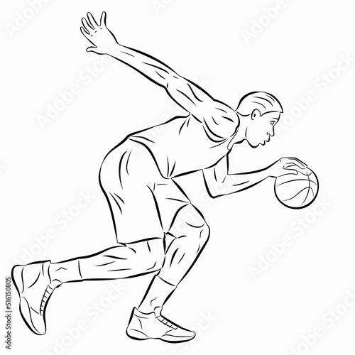 illustration of a basketball player, vector drawing