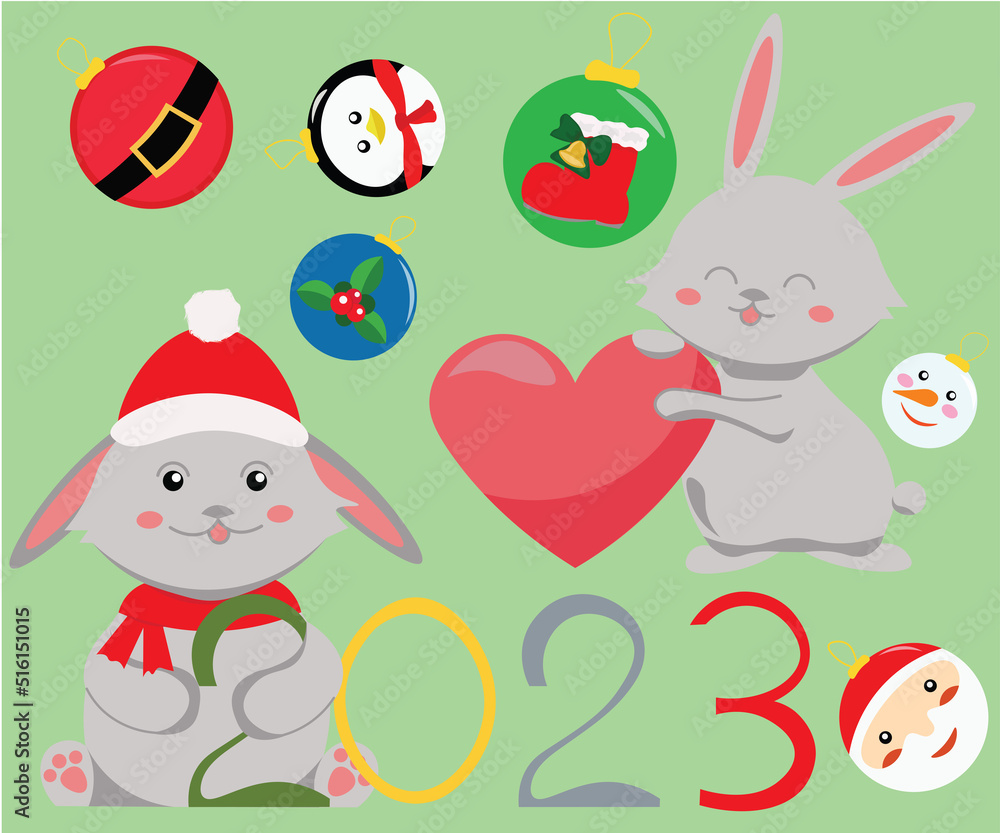 happy new year rabbit funny bunnies and new year toys