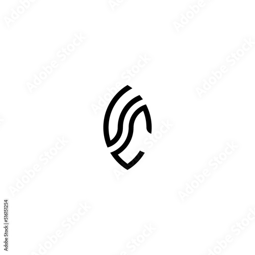 VC leaf shape line initial concept with high quality logo design