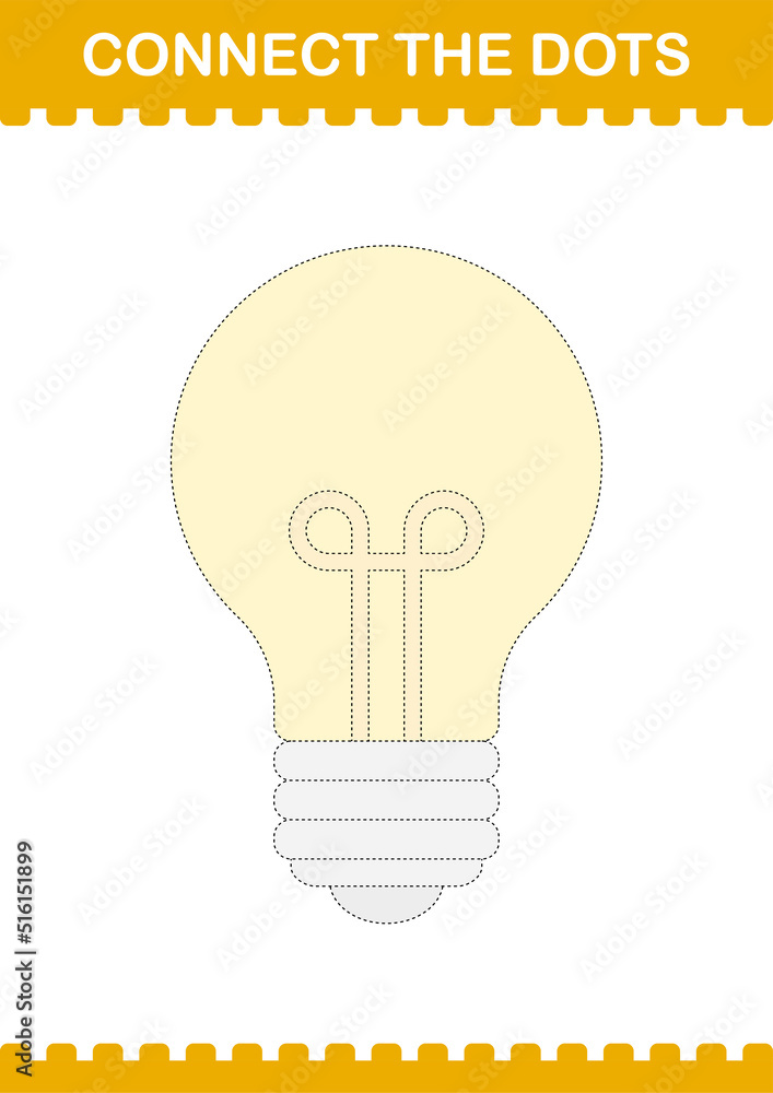 Connect the dots Bulb. Worksheet for kids Connect the dots Bulb. Worksheet for kids
