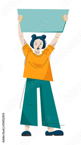Vector illustration, political protest activism patriotism woman