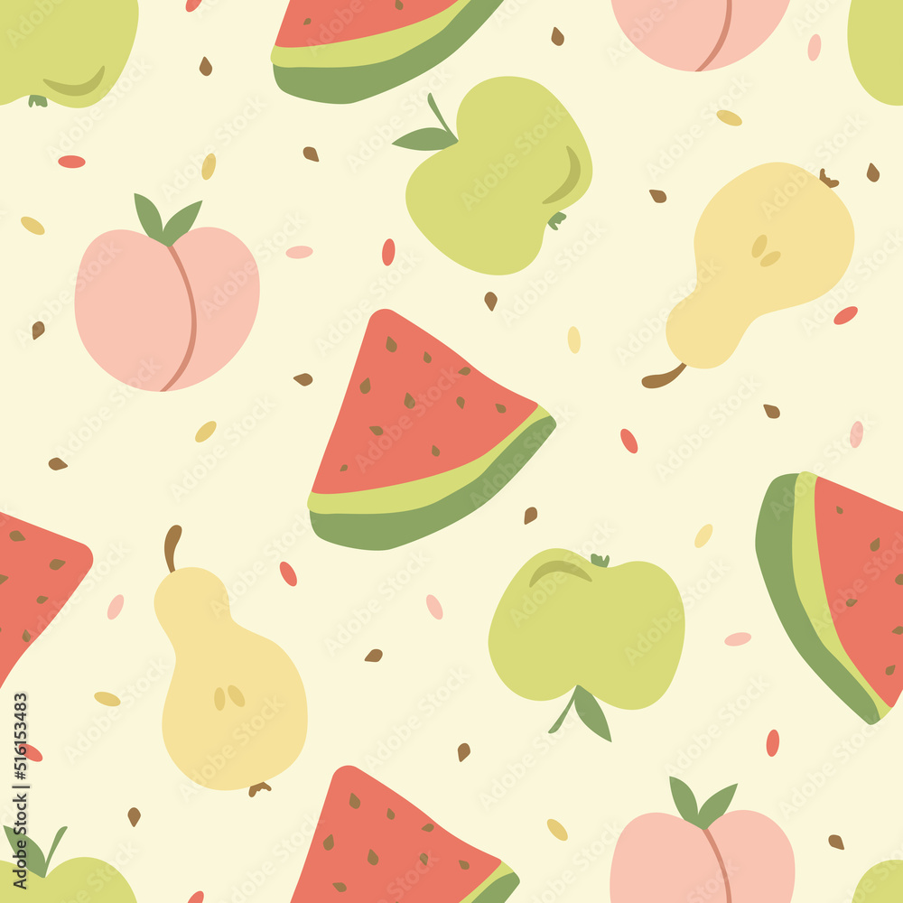 Hand Drawn Abstract Minimalist Kids Fruits Pattern Hand Drawn Abstract Minimalist Kids Fruits Pattern
