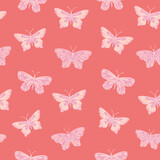 Seamless vector pattern with butterfly. Decoration print for wrapping, wallpaper, fabric, textile. 