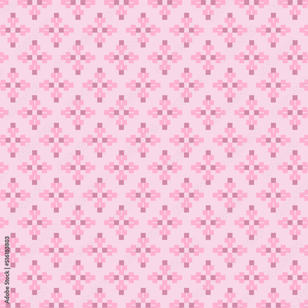 Pink pattern. Fabric pattern. Square pattern for cloth. Pink square background. Cute pattern.