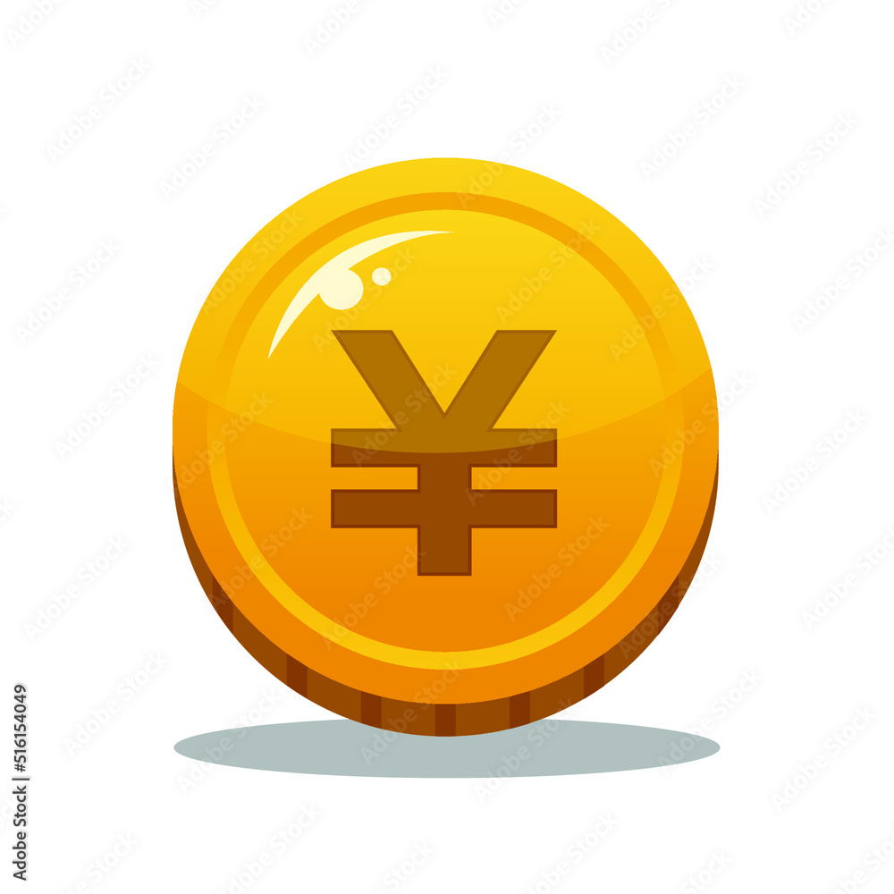Gold coin japanese yen vector icon sign Gold coin japanese yen vector icon sign