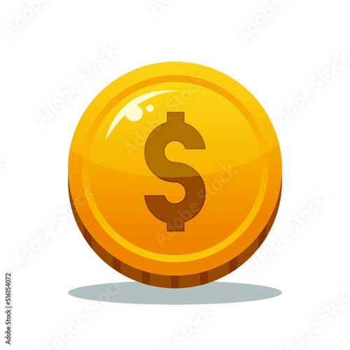 Gold coin US Dollar vector icon sign