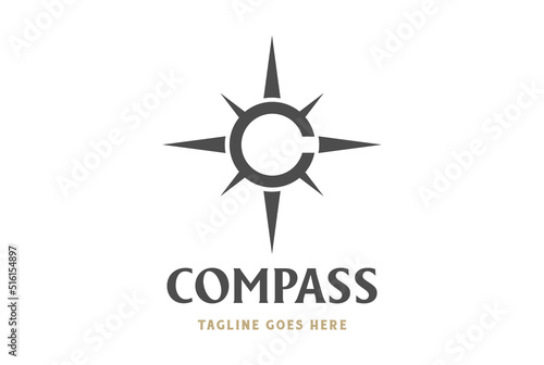 Simple Minimalist Initial Letter C with Arrow for Compass Outdoor Adventure Logo Design Vector