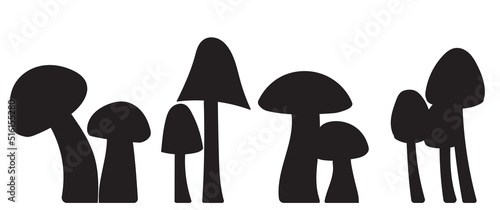 mushrooms black silhouette, isolated, vector