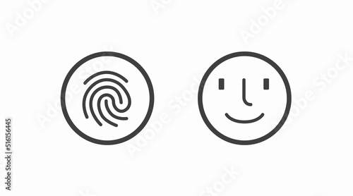 Touch id and face id on mobile device vector icon. Vector isolated editable illustration