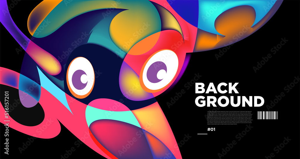 Fototapeta premium Abstract liquid shape. Fluid geometric design. Isolated gradient waves with geometric lines, dots, batik Indonesia pattern. Vector illustration.