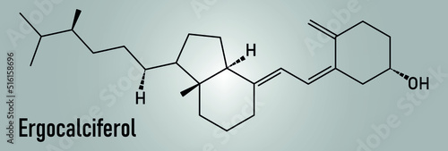 Skeletal formula of Ergocalciferol or  vitamin D2 molecule.