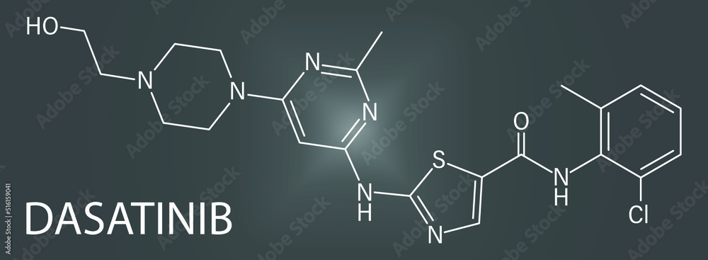 Skeletal formula of Dasatinib cancer drug molecule.