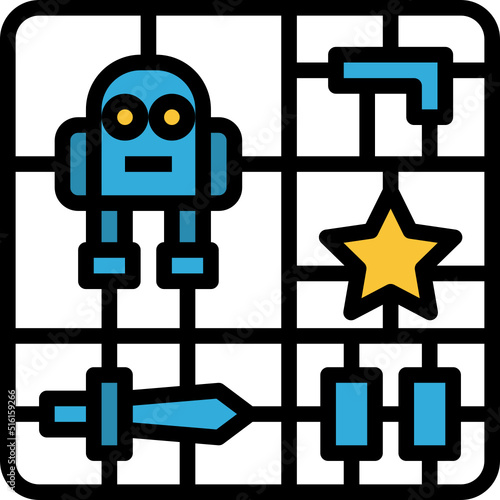 plastic model kit color outline icon
