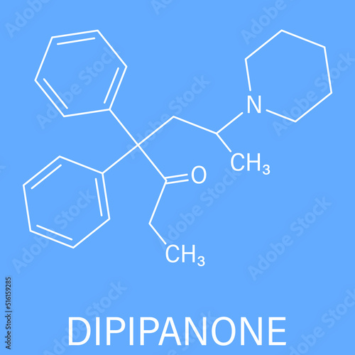 Skeletal formula of Dipipanone opioid analgesic drug molecule.