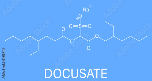 Skeletal formula of Docusate or dioctyl sulfosuccinate stool softener drug molecule.