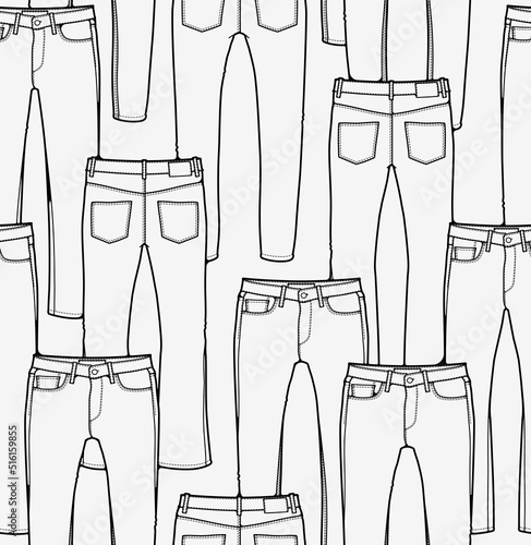 Seamless jeans sketch repeat pattern photo