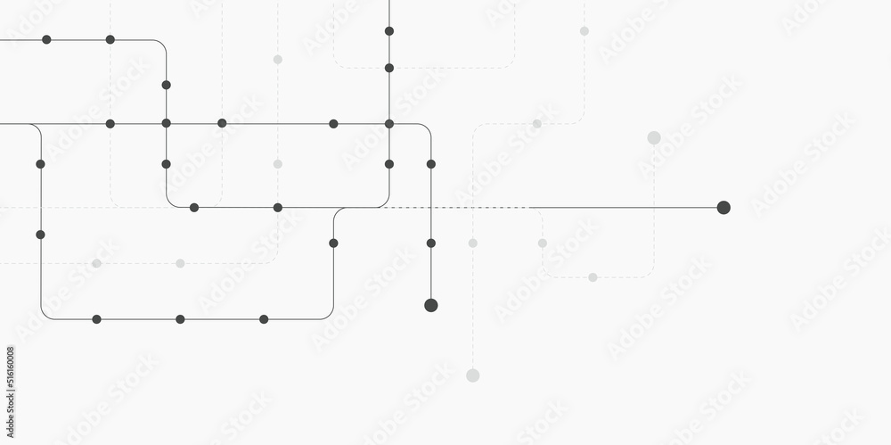 Circuit connect lines and dots. Network technology and Connection concept. Decentralized network nodes connections