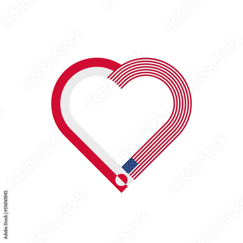 friendship concept. heart ribbon icon of greenland and united states flags. vector illustration isolated on white background