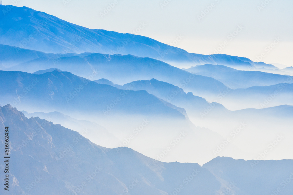 Foggy morning mountain view landscape shot