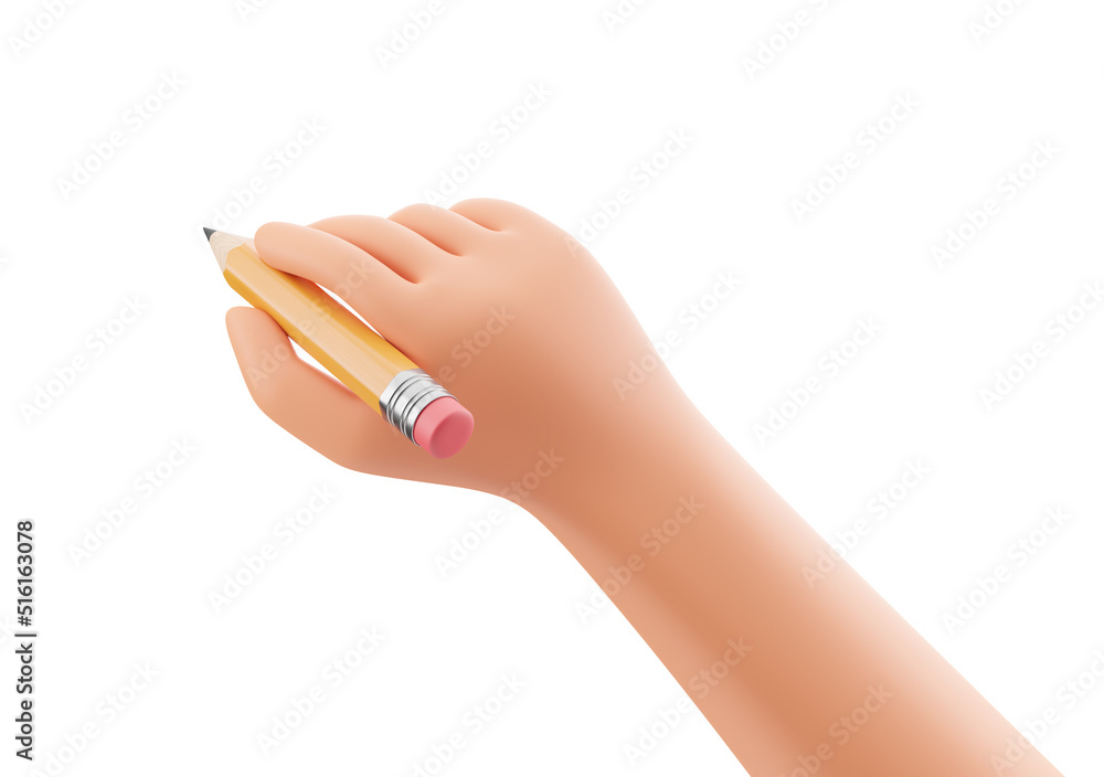 hand holds yellow pencil in blank white background hand holds yellow pencil in blank white background