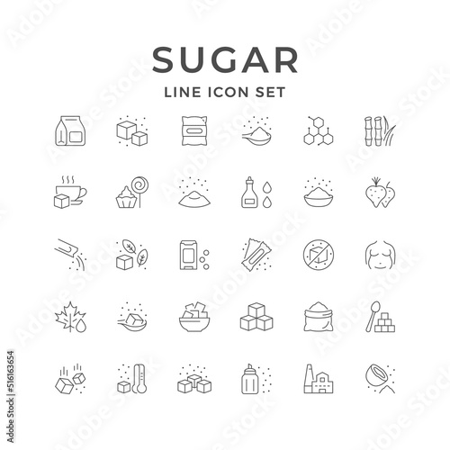 Set line icons of sugar