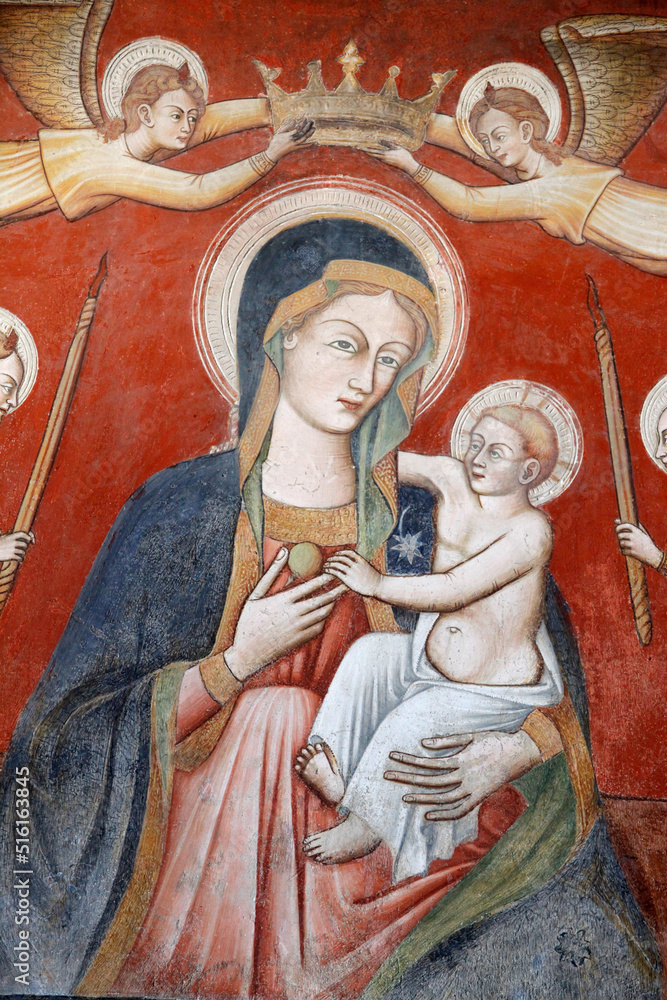 Fototapeta Painting in the basilica di Santa Caterina, Galatina, Apulia : Angels crowning M