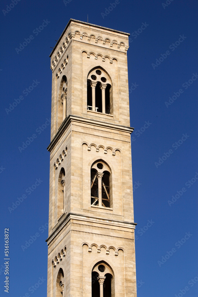 Clock tower of the basilica di Santa Maria della Coltura, Parabita, Apulia